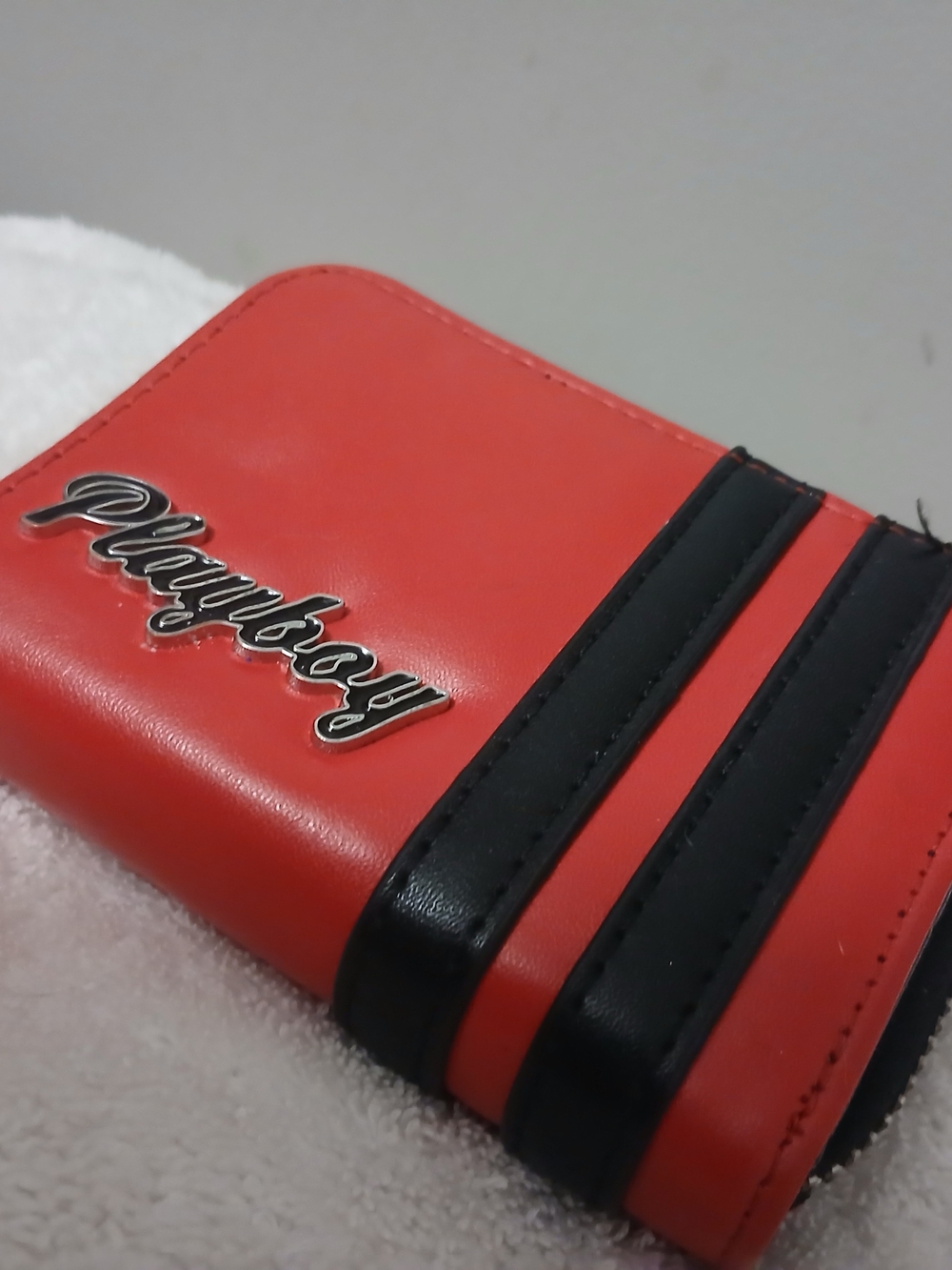 Playboy Red and Black Men's Zip Wallet